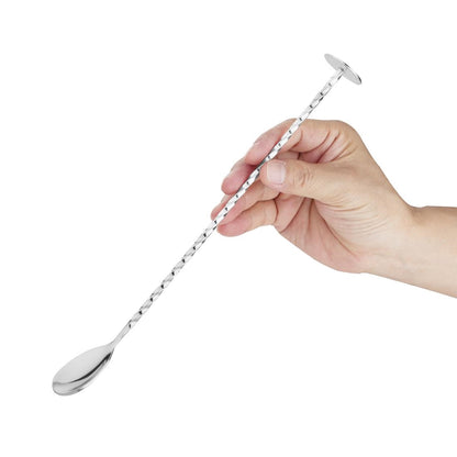 K474 Olympia RVS gedraaide cocktaillepel met stamper 27cm