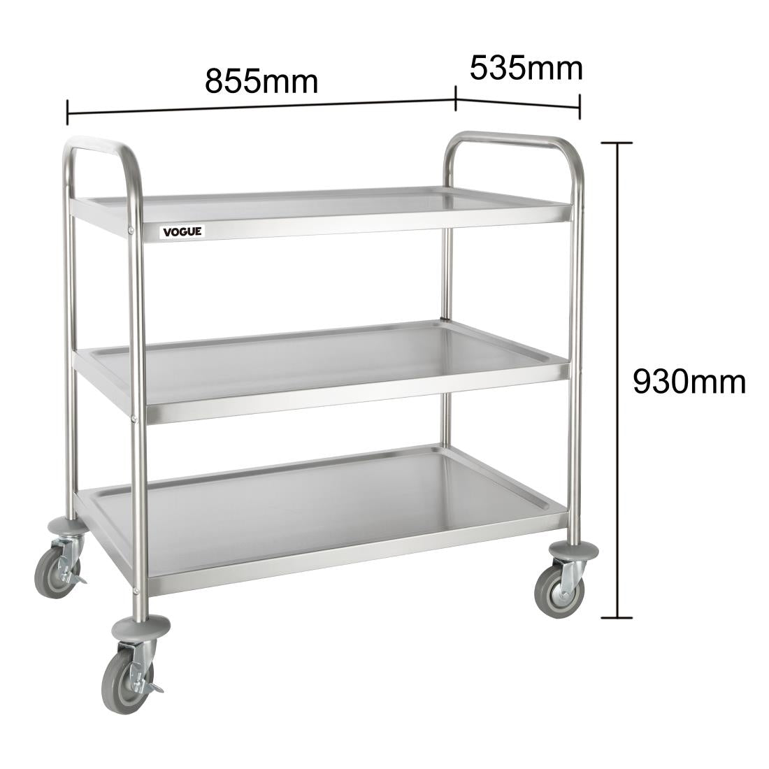 F995 Vogue RVS serveerwagen 3 plateaus L - 93(h) x 86(b)