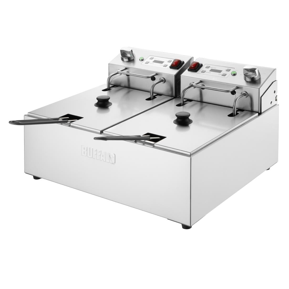 CU624 Buffalo Dubbele Elektrische Friteuse met Timer 2x5Ltr
