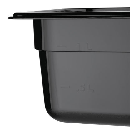 U470 Vogue polycarbonaat bak zwart GN 1/6 100mm