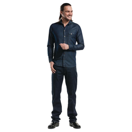 B543-S Chaud Devant Blue Denim Stretch heren blouse S
