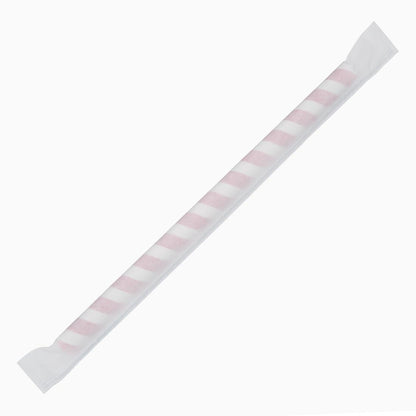 FP443 Fiesta Compostable composteerbare papieren smoothierietjes 210mm rood-wit  Individueel verpakt (250 stuks)