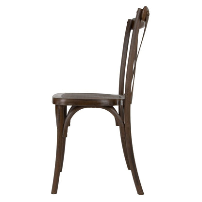 HW281 Bolero Manhattan Cross-Back Harsstoelen Donker Hout Effect (4 stuks)