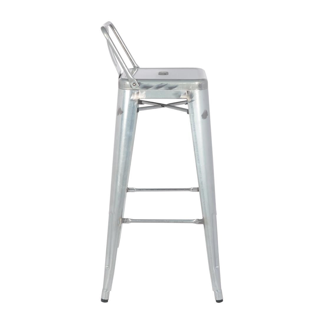 DL877 Bolero Bistro Hoge Kruk Van Staal Met Rugleuning (4 Stuks)