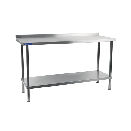 DR023 Holmes roestvrijstalen wandtafel met opstand 1500 mm