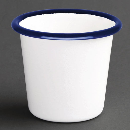 DC383 Olympia Emaille sauspotje wit en blauw 11,4cl (6 stuks)