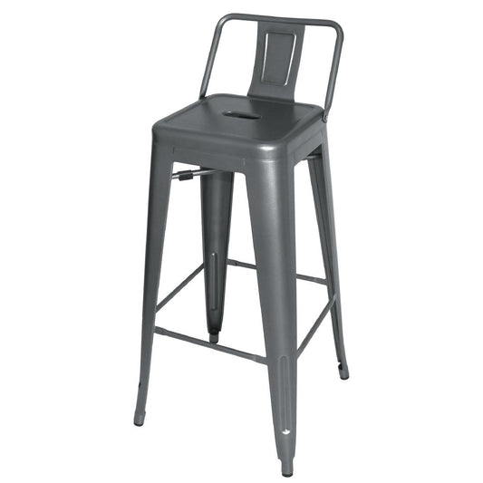 DM935 Bolero Bistro stalen barkruk met rugleuning grijs (4 stuks)
