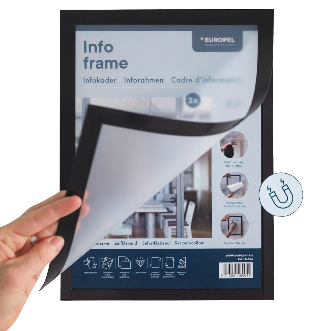 HU458 Europel Info Frame / Zelfklevende Set 2 Stuks A5 Zwart