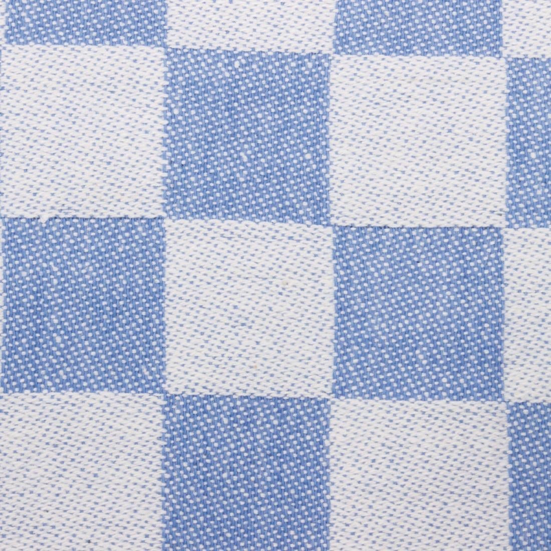E578 Vogue theedoek blauw geblokt 66cm