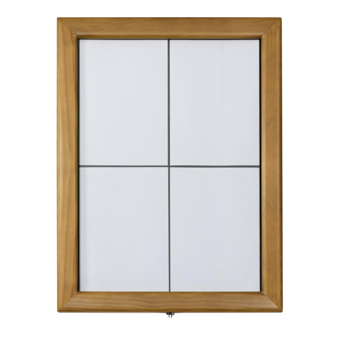 CU938 Securit Teak wit LED informatie 4xA4 display (excl paal en voet)