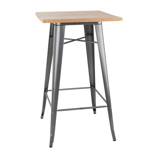 FB596 Bolero Bistro bartafel met houten blad grijs