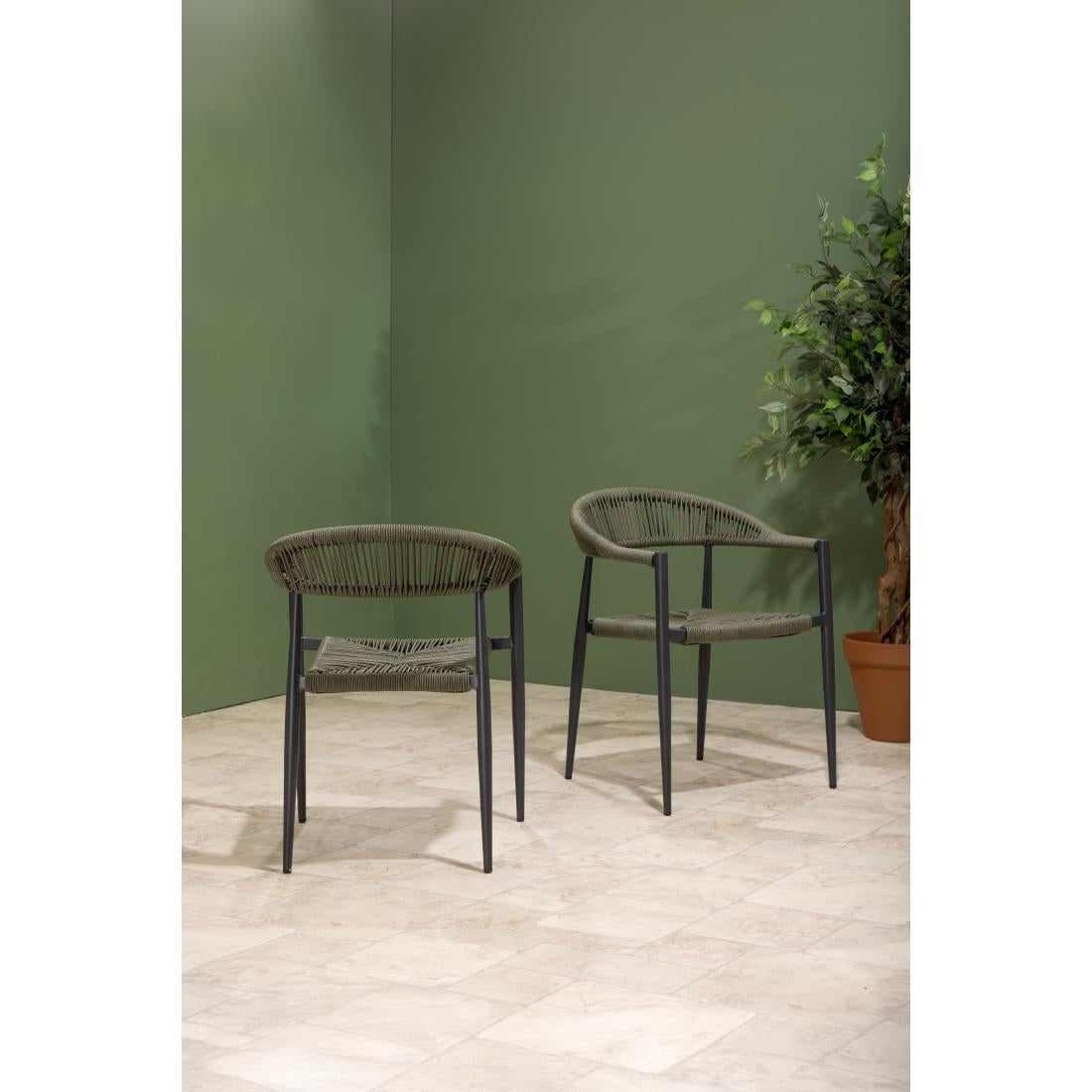 HZ592 Bolero Eden PE gevlochten rattan outdoor armstoelen groen (4 stuks)