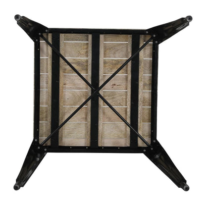HZ812 Bolero Bistro Eettafel Met Lattenblad Van Mangohout En Zwarte Poot 650mm