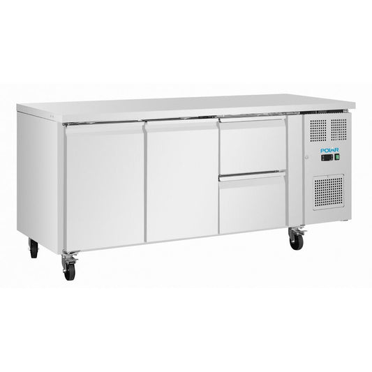 UA109 Polar U-Series koelwerkbank met 2 deuren en 2 laden 242Ltr