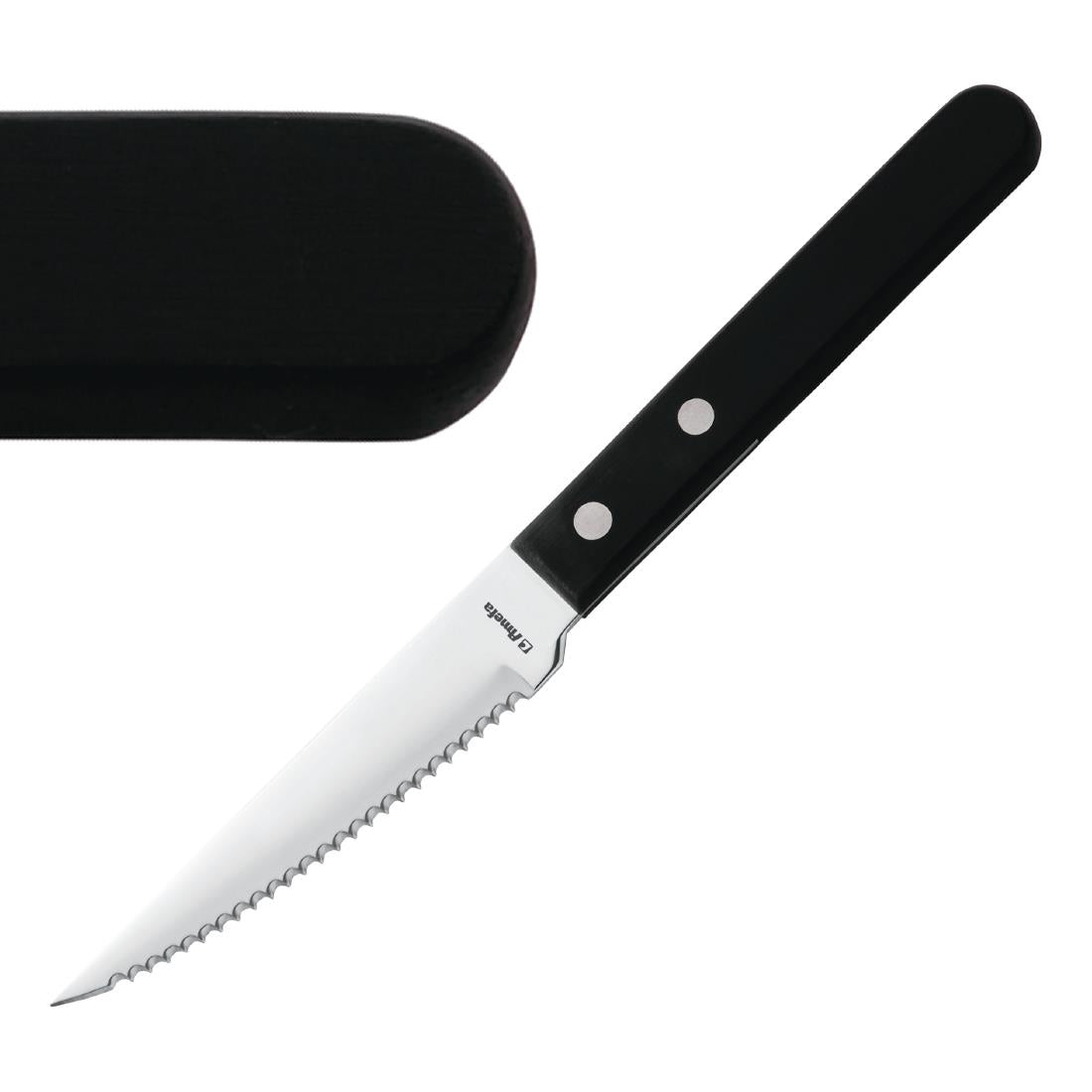 H003 Amefa steakmes met zwart heft (12 stuks)