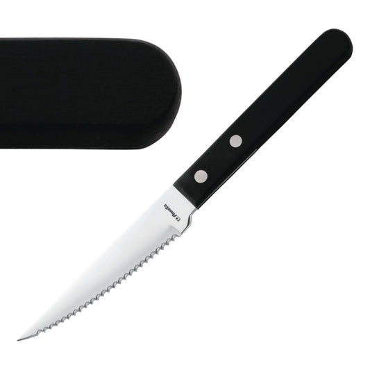 H003 Amefa steakmes met zwart heft (12 stuks)
