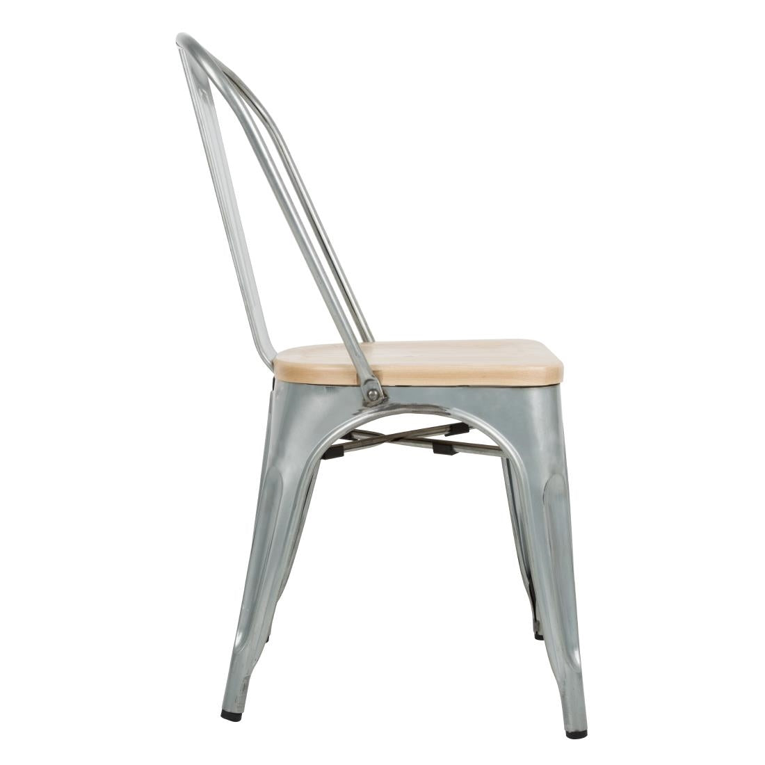 GM642 Bolero Bistro gegalvaniseerd stalen stoelen met houten zitting (4 stuks)