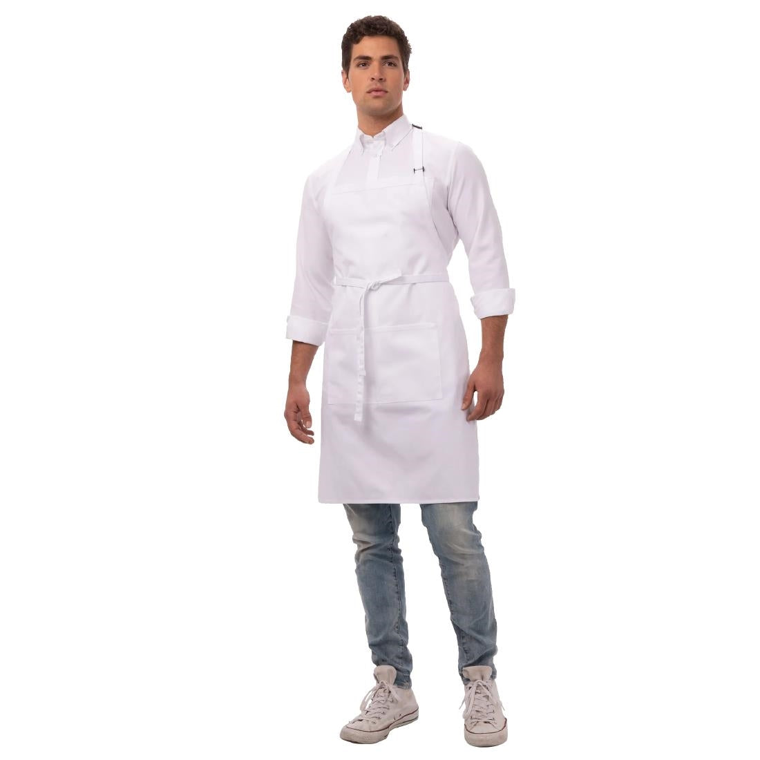 A923 Chef Works halterschort wit