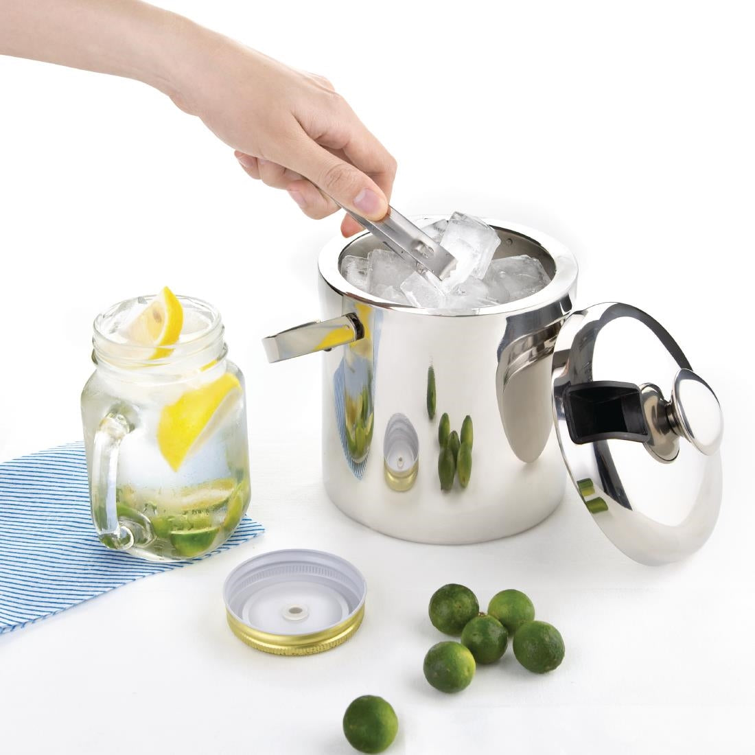 L279 Olympia ijsemmer met deksel en tang 1,23Ltr