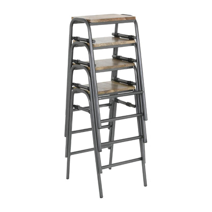 HZ824 Bolero Cantina compacte barkrukken met mangohouten zitting Gunmetal (4 stuks)