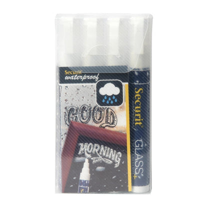 CK295 Securit Watervaste krijtstift (Glas + Krijtbord) in wit met 2-6mm penpunt (4 stuks)