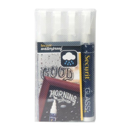 CK295 Securit Watervaste krijtstift (Glas + Krijtbord) in wit met 2-6mm penpunt (4 stuks)