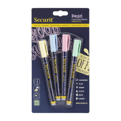 CU771 Securit Liquid pastel krijtstift met 1-2mm Penpunt in groen, blauw, geel, lila (4 stuks)