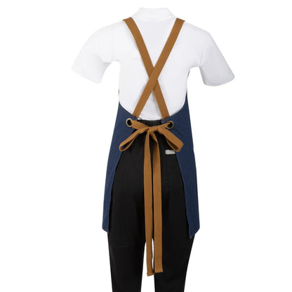 BA159 Southside Schort Denim Blauw Met Bruine Bandjes