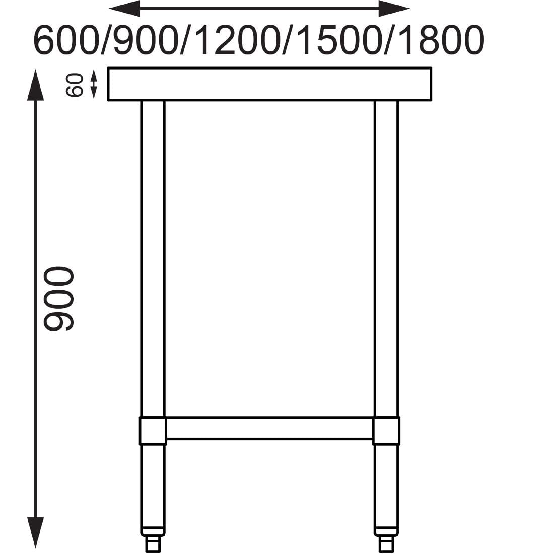 T378 Vogue RVS werktafel zonder achteropstand 90x180x60cm