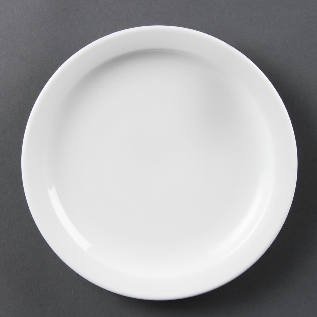CB488 Olympia Whiteware Borden Met Smalle Rand 20,2cm (12 Stuks)