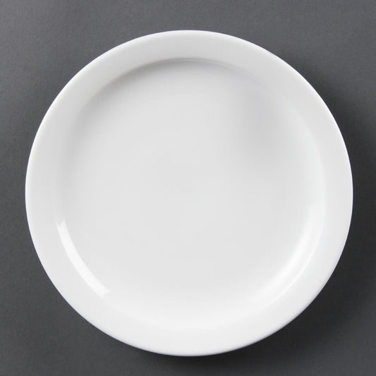 CB488 Olympia Whiteware Borden Met Smalle Rand 20,2cm (12 Stuks)