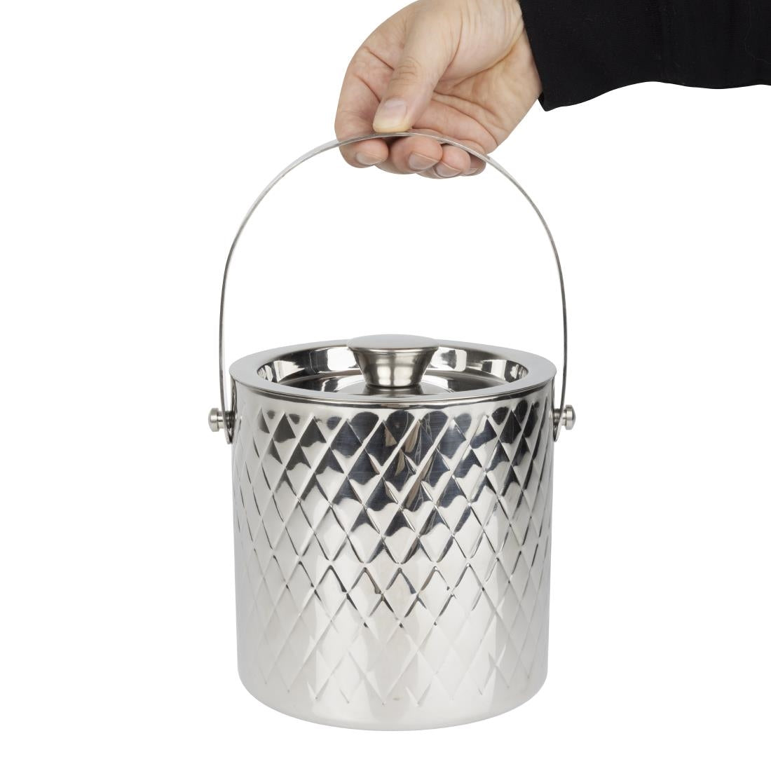 HY134 Olympia Geo Dubbelwandige Ijsemmer Roestvrij Staal - 2Ltr