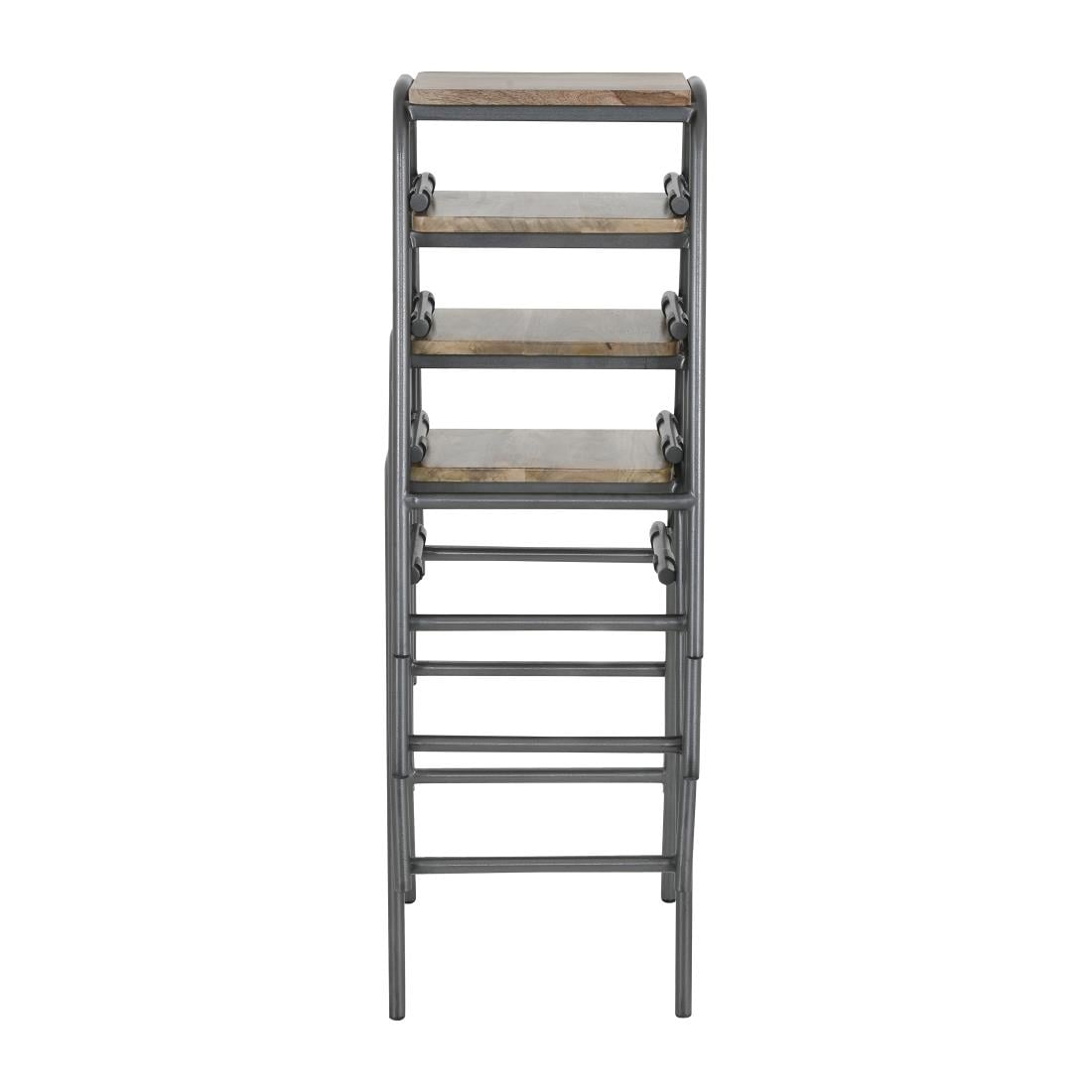 HZ824 Bolero Cantina compacte barkrukken met mangohouten zitting Gunmetal (4 stuks)