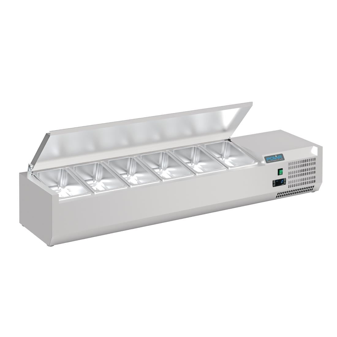 DA680 Polar G-serie opzetkoelvitrine met deksel 6x GN 1/4