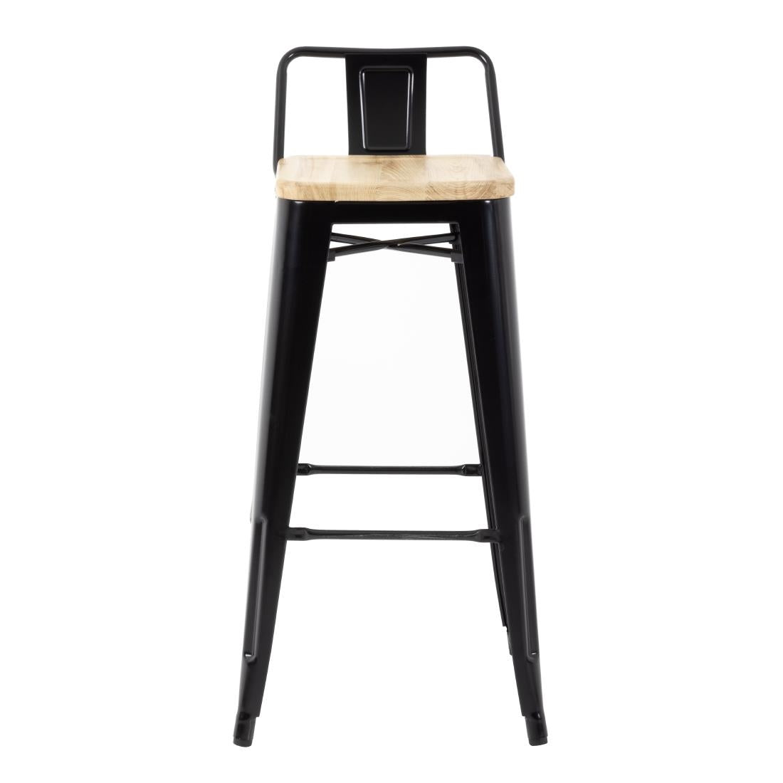 FB623 Bolero Bistro hoge barstoel met houten zitting zwart (4 stuks)