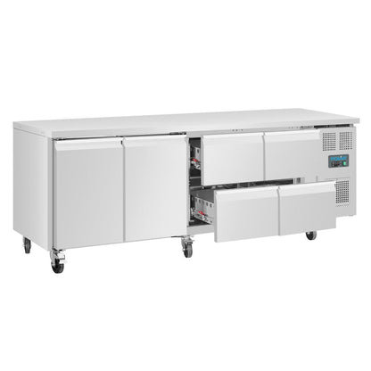 UA021 Polar U-serie premium koelwerkbank 2 deuren 4 lades 476L