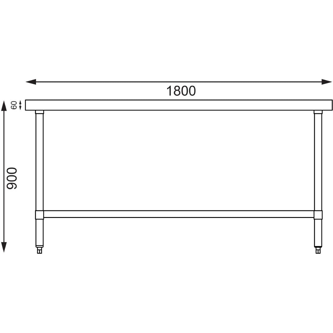 GL279 Vogue roestvrijstalen middentafel 1800mm