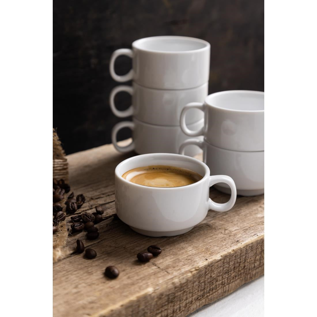 CB471 Olympia Whiteware stapelbare espressokopjes 8,5cl (12 stuks)