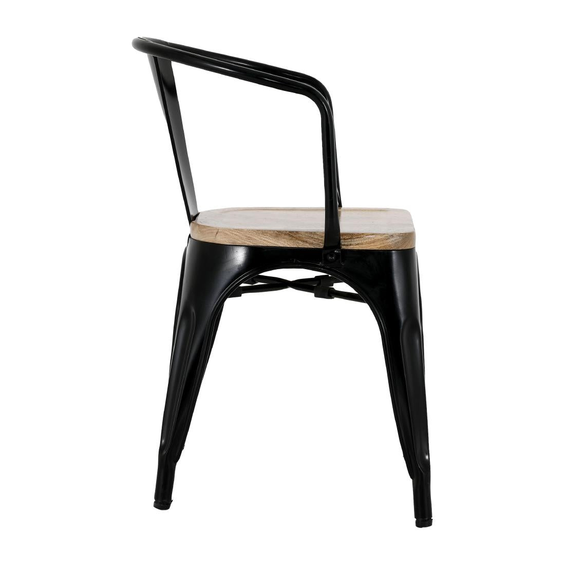 HZ804 Bolero Bistro Curve Armstoelen met Houten Zitting Zwart (4 stuks)