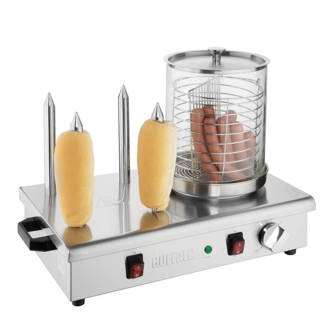 DA566 Buffalo hotdogwarmer met 4 warmhoudpennen