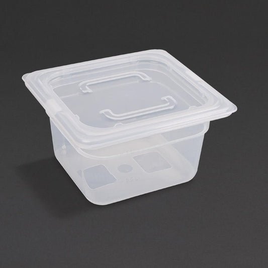 GJ526 Vogue polypropyleen GN 1/6 bak met deksel 10cm (4 stuks)