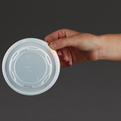 GF048 Vegware composteerbare platte deksels voor 34cl en 45,4cl bakjes (500 stuks)