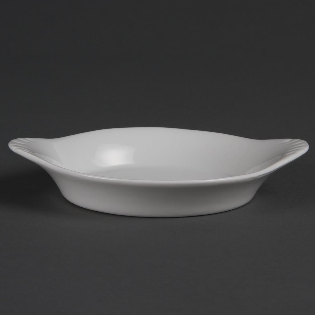 W443 Olympia Whiteware ronde gratineerschalen met handvatten 13cm (6 stuks)
