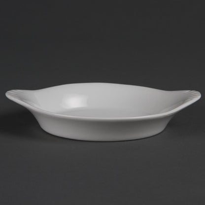 W443 Olympia Whiteware ronde gratineerschalen met handvatten 13cm (6 stuks)