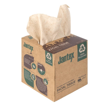 HX931 Jantex Groen 100% Gerecyclede Gezichtsdoekjes Kubus 100 Vel (36 stuks)