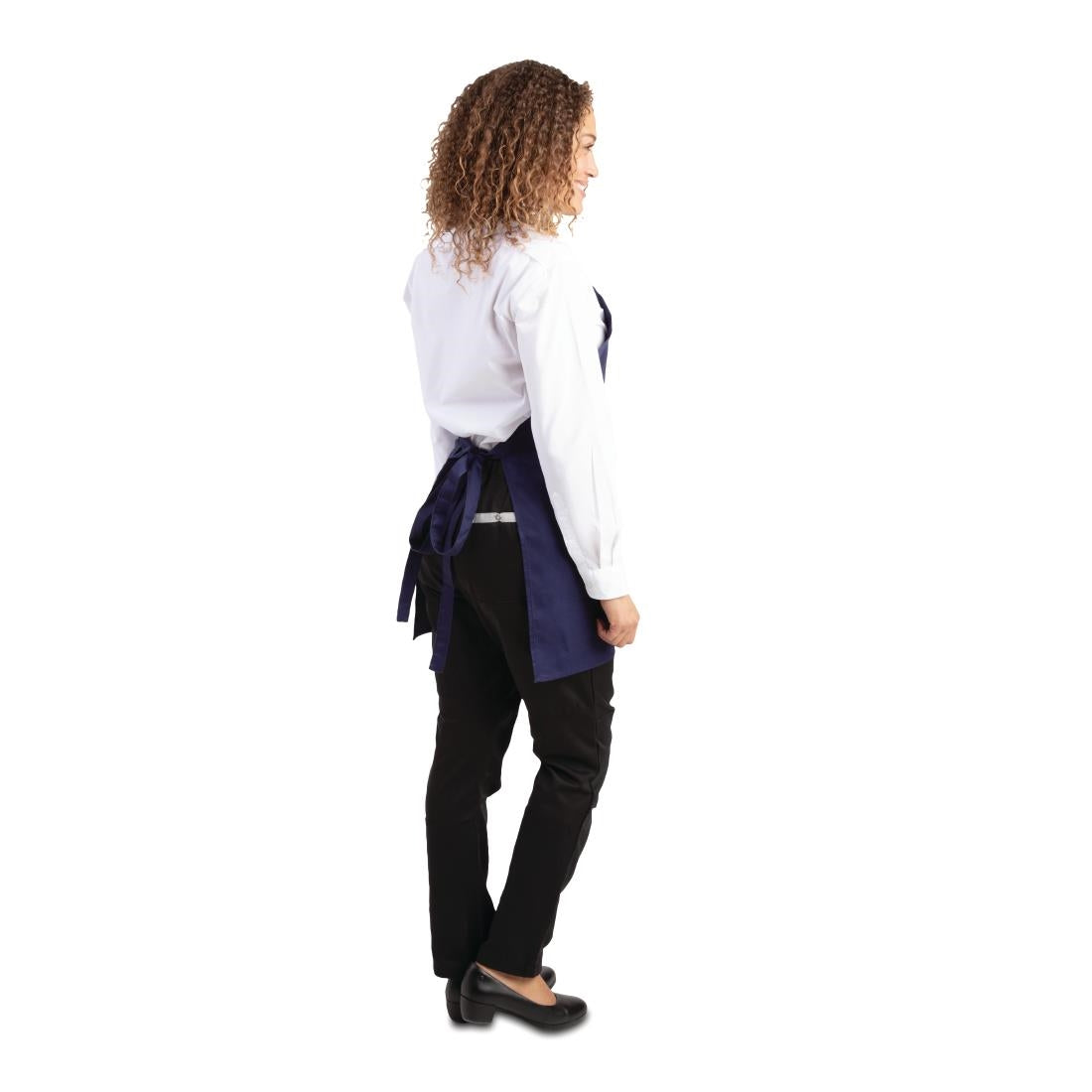 BB137 Whites halterschort met V-hals donkerblauw