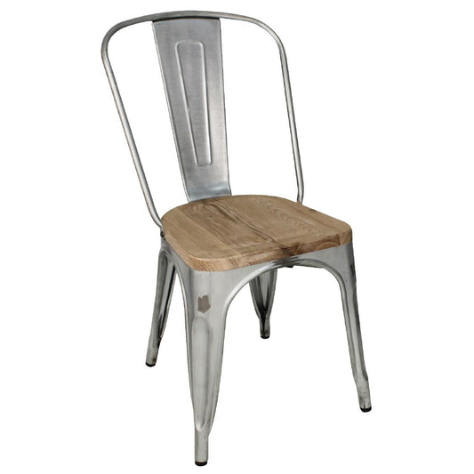 GM642 Bolero Bistro gegalvaniseerd stalen stoelen met houten zitting (4 stuks)