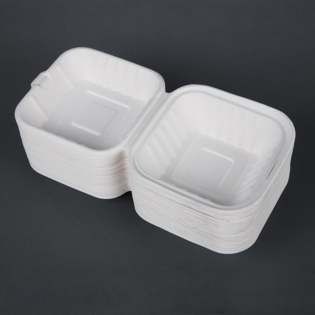 DW246 Fiesta Compostable bagasse hamburgerbakjes 152mm (500 stuks)