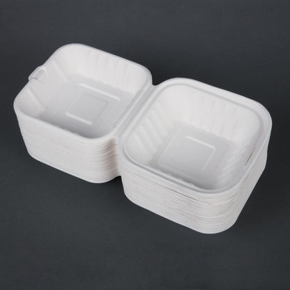 DW246 Fiesta Compostable bagasse hamburgerbakjes 152mm (500 stuks)