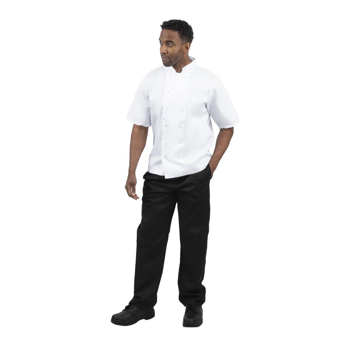 B250-XXL Whites Boston unisex koksbuis korte mouw wit XXL